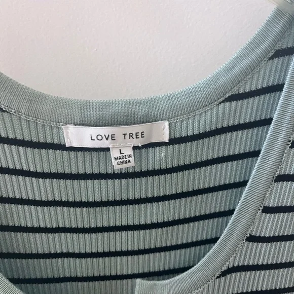 NWOT Love Tree mint stone and black striped ribbed sleeveless dress! Size Large - Picture 2 of 10